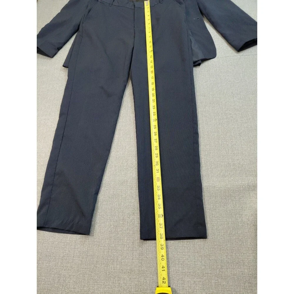 Van Heusen Boys Navy Blue Two Piece Suit Jacket Blazer Pants Size 16 H Husky